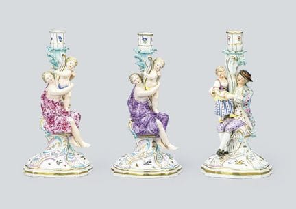 MEISSEN (3er-Set), verschiedene Kerzenständer, vor