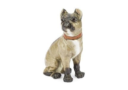 GALLE, Ornament in Form eines Hundes, Keramik, H 3