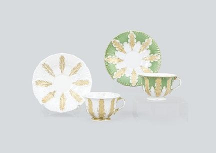 MEISSEN (lot de 2), tasses et soucoupes en relief 