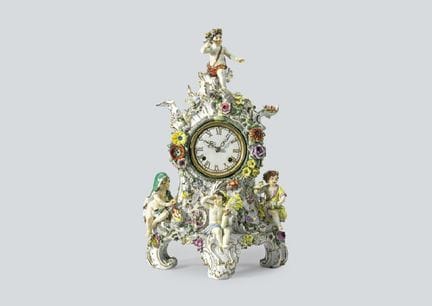 MEISSEN, Kaminuhr „Allegorie – Die vier Jahreszeit