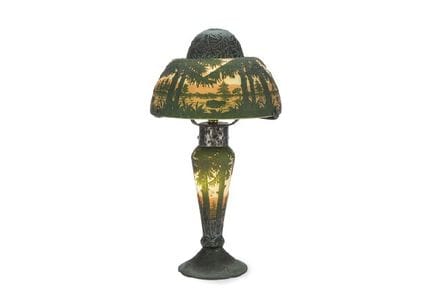 DAUM FRERES, Lampe mit Motiv einer Seelandschaft, 