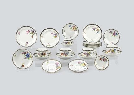 MEISSEN (23-teiliges Set), Kobalt, verschiedene Ge