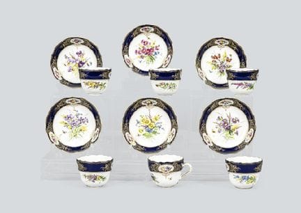 MEISSEN (service de 6 pièces), tasse et soucoupe e