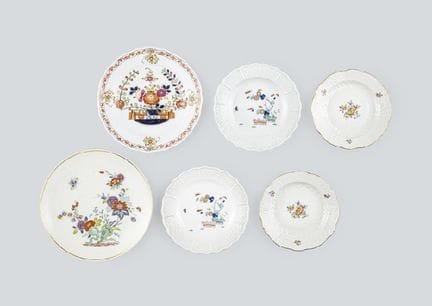 MEISSEN (lot de 6), assiettes diverses de style ch