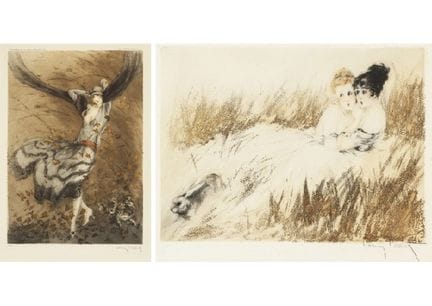 路易·伊卡特（一套两幅），各类版画，蚀刻-水彩版画，两幅均有签名，《秋日漩涡》/SCHIFFER 2