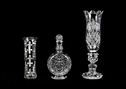 BACCARAT (3-teiliges Set), verschiedene Glaswaren,