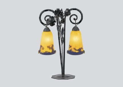 MULLER, Lampada da tavolo, H 40,5 cm, 2 paralumi/H