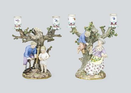MEISSEN, Kerzenständer (Paar), vor 1924, H 23,1 × 
