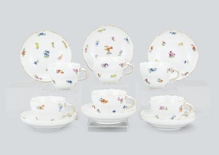 MEISSEN (service de 6), tasse et soucoupe, diamètr