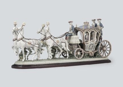 LLADRO, calèche du XVIIIe siècle, figurine, H 41,5