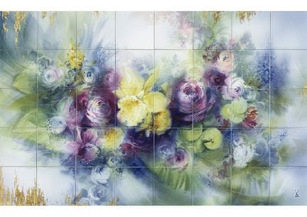 迈森（MEISSEN），瓷板画《黄兰花与玫瑰》，2004年，76.7×122厘米，由贝蒂娜·拉卡托斯