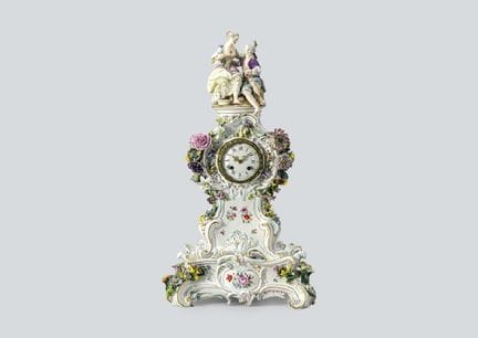 MEISSEN, Kaminuhr, vor 1924, H 59,6 cm, Pendeluhr,