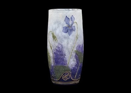 DAUM FRERES, Bicchiere con motivo di violette, H 1