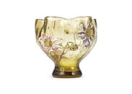 GALLE, Vase mit Dahlienmotiv, H 18,7 × D 20,5 cm, 