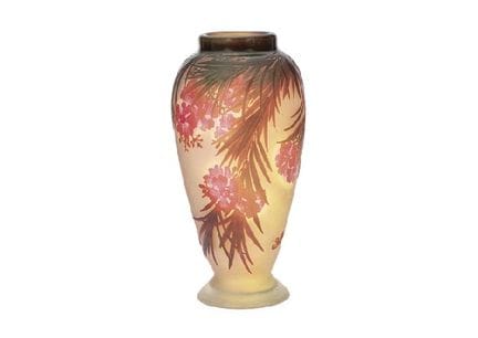 GALLE, Lampenfuß mit Oleander-Motiv, H 40,8 cm, Ka
