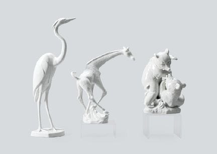 MEISSEN (3er-Set), verschiedene Figuren, Reiher/H 