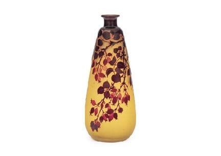 GALLE, Vase with design of Rose hip, H38.5cm, came