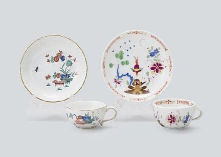 MEISSEN (lot de 2), tasses et soucoupes de style c