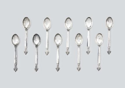 GEORG JENSEN (10er-Set), Silberlöffel: ACANTHUS, L