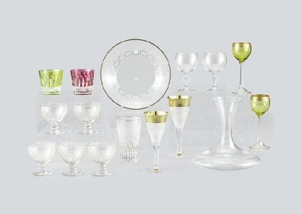 BACCARAT (16-teiliges Set), verschiedene Glaswaren