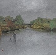 KUBO Reiji, „Village“, 
Tinte und Farbe auf Papier