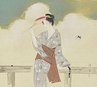 卡布拉基·清方，《积雨云》，
丝绸上水墨设色，37.9×42.2厘米，署名并盖章，装裱为卷轴，附带艺