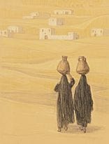 杉山康，《取水的妇女》，
彩色铅笔画于纸上，纸张尺寸65.5×50厘米，附有杉山信的贴纸，已装裱。
