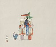竹内清峰，白山，
纸本水墨设色，39.7×47厘米，署名并盖章，装裱为卷轴，附有艺术家签名的木盒。
