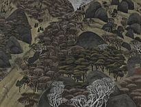 小泉顺作，《芦山之冬》，
纸本水墨设色，84×116.3厘米，署名并盖章，附有艺术家亲笔签名并标注题