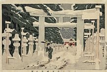 KOBAYASHI Kiyochika, Snow on Ueno Tōshō-gū, 
woodc
