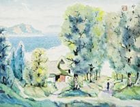 DOMOTO Insho，《通往我家的路》，
纸本水墨设色，10幅日本画规格（高53厘米），署名并盖