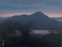 坪内染梅，《黄昏》，
纸本水墨设色，10幅日本画规格（高53厘米），署名并盖章，附有艺术家亲笔签名并