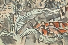 MUNAKATA Shiko, Skunk cabbage in south wind, 
ink 