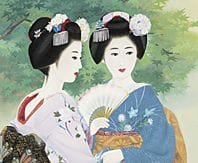 中尾淳，《清新》，
丝绸水墨设色，12幅日本画规格（高60.6厘米），署名并盖章，附有艺术家亲笔签名