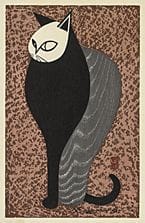 SAITO Kiyoshi, Cat, 
woodcut, 30.2x22.8cm, signed 