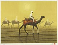 HIRAYAMA Ikuo, Camel on desert in sunshine, 
litho