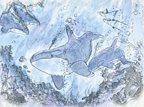 Christian LASSEN, Schizzo preliminare di orche, 
a