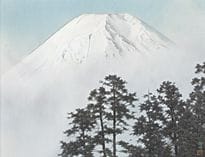 坪内染美，《富士山》，
纸本水墨设色，15幅日本画规格（高65.2厘米），署名并盖章，附有艺术家亲笔