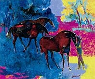 Paul GUIRAMAND, Caballos en el bosque, 
óleo sobre