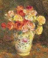 ITO Kiyonaga, Roses, 
huile sur toile, format F8 (