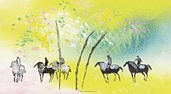 Paul GUIRAMAND, «Cinco caballos», 
acrílico sobre 