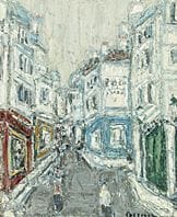 Andre COTTAVOZ, Rue de Montmartre, 
óleo sobre lie
