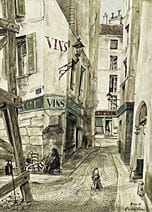 FOUJITA Tsuguharu, Rue de Paris, 
vers 1955, huile
