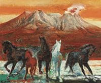SHIBATA Yonezo, Volcan, 
huile sur toile, F15 (65,