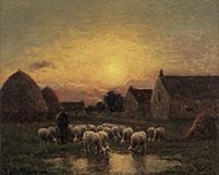 Paul CHAIGNEAU, «Pastor y ovejas junto al estanque