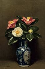 GOMI Teishiro, Camélia rouge et blanc, vase persan