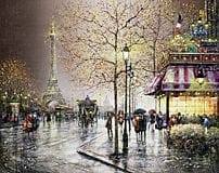 Guy DESSAPT, La Torre Eiffel por la noche, 
óleo s