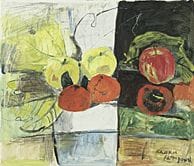 YAMAGUCHI Kaoru, Pommes et kakis, 
vers 1953, huil