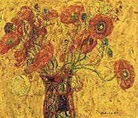 MIYAMOTO Saburo, Coquelicots, 
huile sur toile, 45