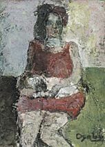 OYABU Masataka, Une femme tenant un chat, 
1980, t